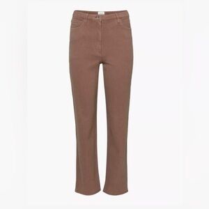 Aritzia WILFRED FREE Melina Cotton Twill Straight Leg Pants, Size 4 deep taupe